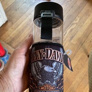 Harley-Davidson Black Water Bottle with Orange and White Eagle GraphicNWT